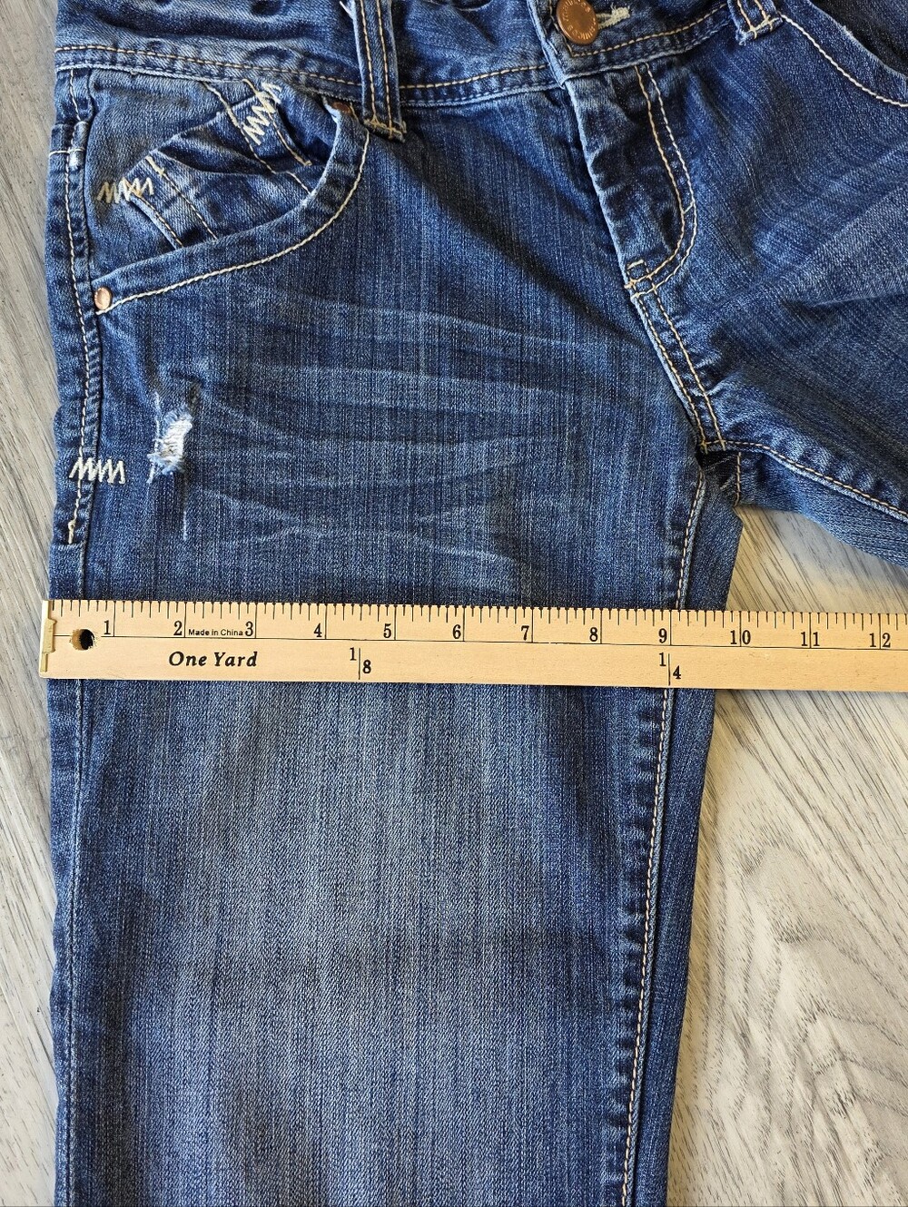 Maurices Dark Blue Distressed Cropped Jeans - Picture 9 of 12